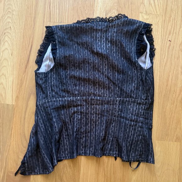 Rare Vintage Nanette Lepore Silk & Lace Tie Front Top - Picture 3 of 3